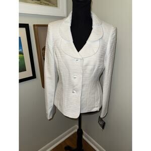 NWT Le Suit White Blazer Nantucket Vanilla Ice Diamond Button Sz 4 *blazer only*